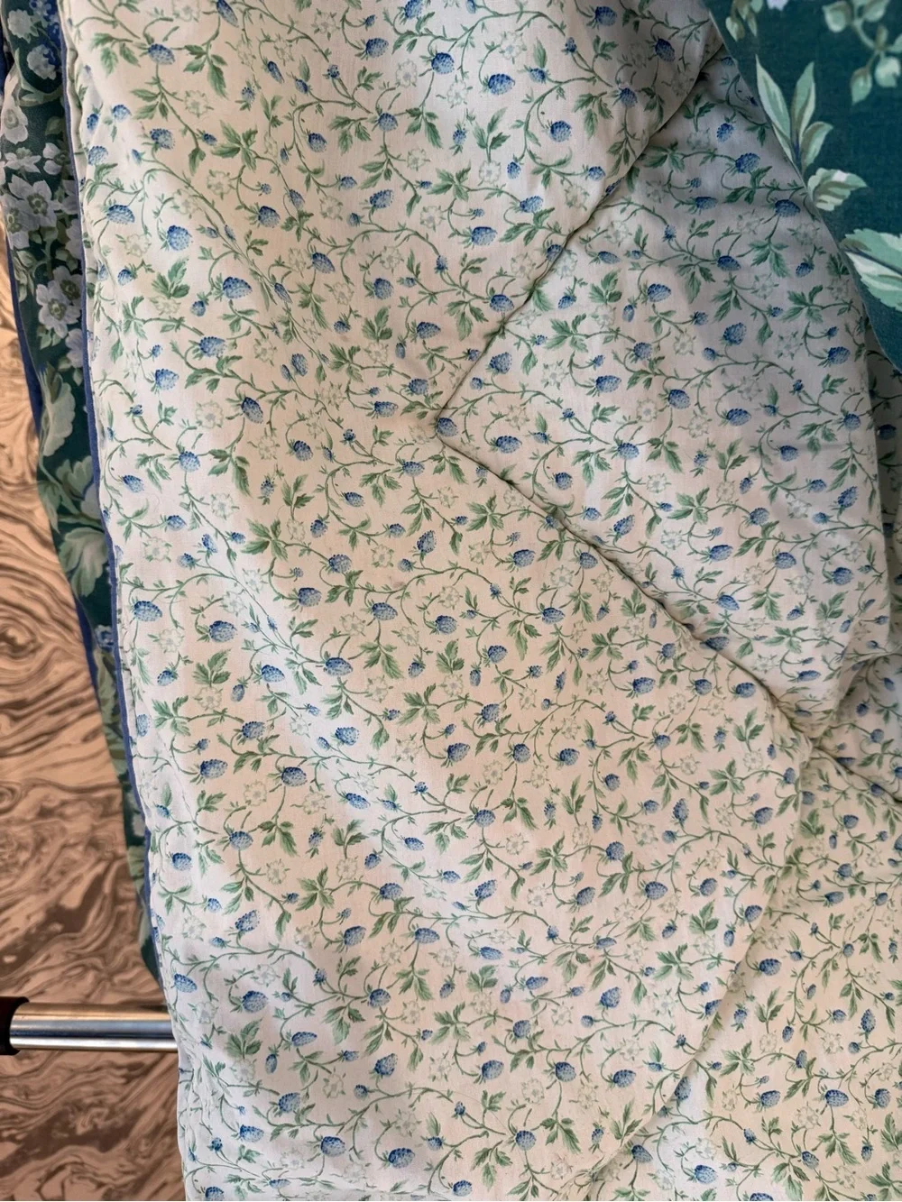 Laura Ashley Green Floral Quilted Double-sided Comforter